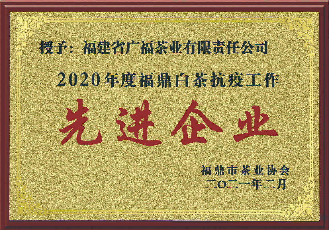 2020年度福鼎白茶抗疫工作先进企业